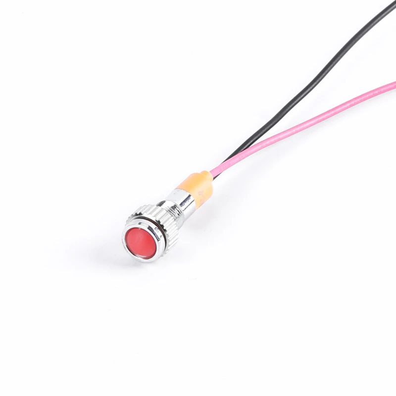 6mm LED Ball Metal Waterproof 2V/3V/6V/12V/24V/110V/220V Pilot Signal Lamp 150mm Wiring Cable Car Indicator Light