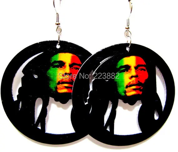 Most Popular Bob Marley Wooden Earrings