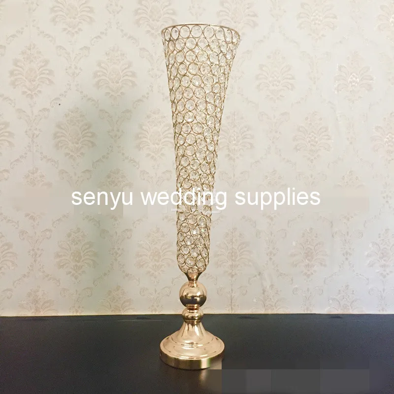 Imagem -05 - Altura 12 Peças Novo Estilo Trompete Vaso Cilindro Cristal Vasos Vidro para Mesa Casamento Peças Centrais Decorações Flor Suporte 64cm de