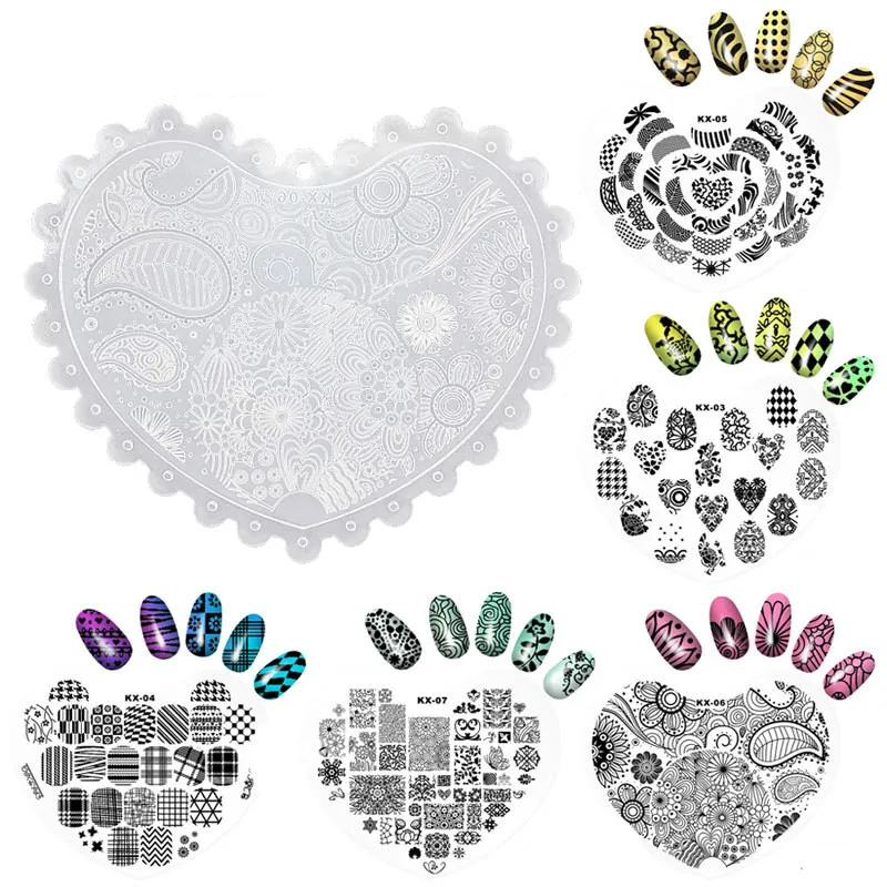 Wholesale 200pcs Professional Nail Art Stamp Reuseable Manicure plastic printing template heart-shaped Guide Printing Table