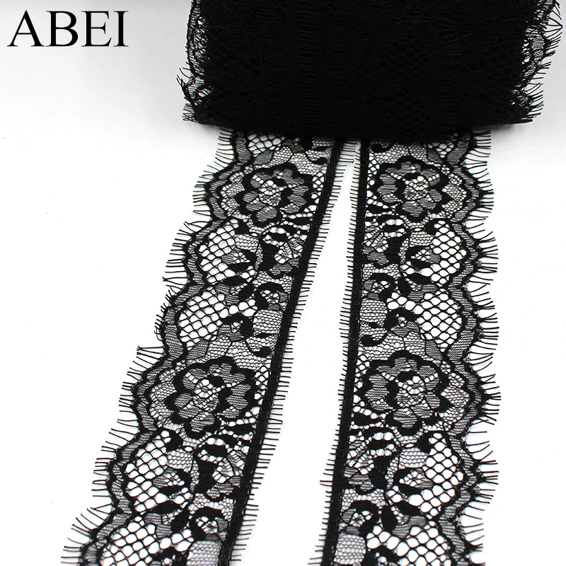 5.8cm 3meters Quality Nylon Black Eyelash Lace Ribbon DIY Lace Trims Fabric Garments Clothing Wedding Party Dress Accessories