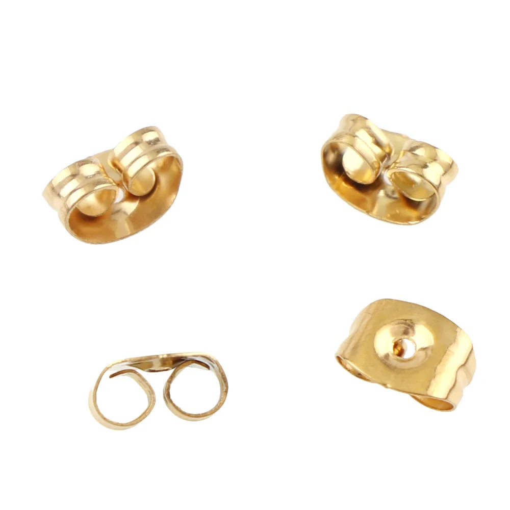 100pc 4x6mm Gold Sliver Color Tone Stainless Steel Ear Nut Clutch Earring Stoppers Post Stud earrings Backs DIY Jewelry Findings