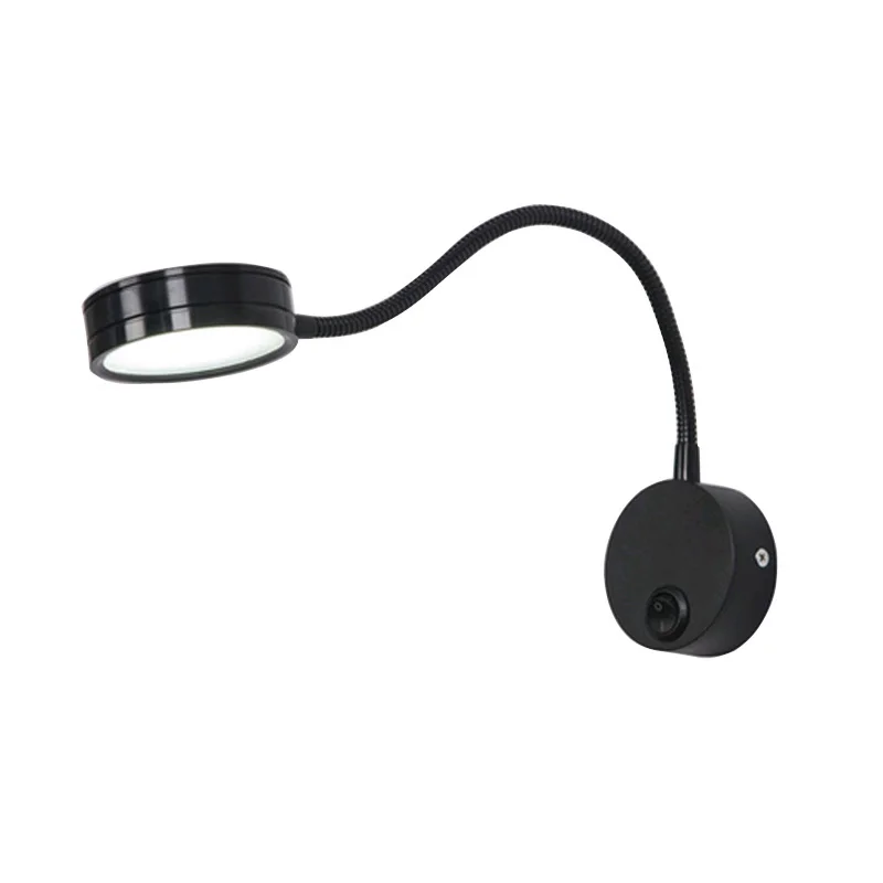 فضي أسود خرطوم مرن LED كتاب ضوء 3 واط 5 واط 7 واط الاتحاد الأوروبي التوصيل ليلة ضوء السرير القراءة مصباح دراسة اللوحة جدار جبل كتاب مصباح