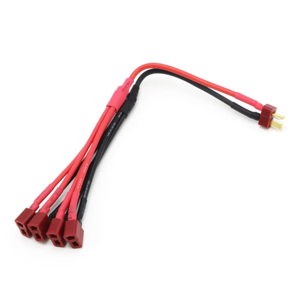 T Male Female Connectors 1 to 4 Cable in Parallel Battery Harness Extension Lead 16AWG 23CM for Rc Battery / Rc Hobby