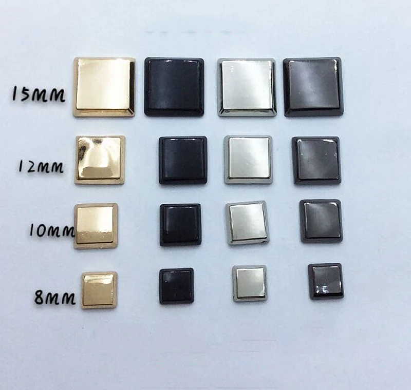 8-15mm Alloy Flat Square Mosaic Bracelet Rivet Cap Studs For Leather Craft Bag Shoe Wallet Punk Rock Trims Jewelry Accessories