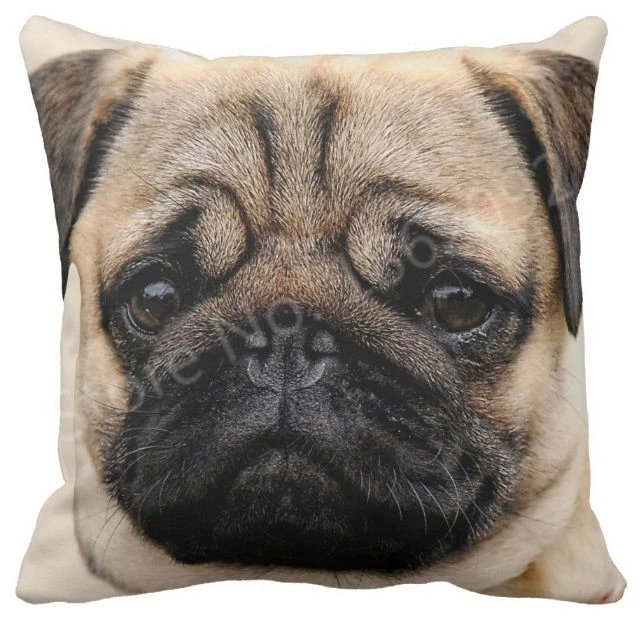 

Cute Pug Dog Throw Pillow Case Funny Puppy Pug Dogs Face Square Cushion Cover Decorative Animal Sham Home Decor Pet Gifts 18"