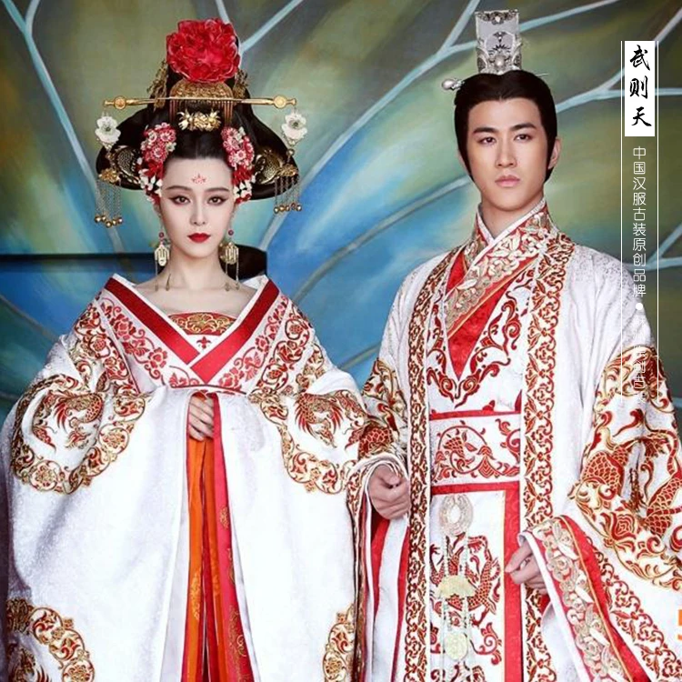 TV Play Great Tang Empress - Wu Zetian Actress Costume Delicate Embroidery with Gorgeous Long Tail Emperor & Empress Costume