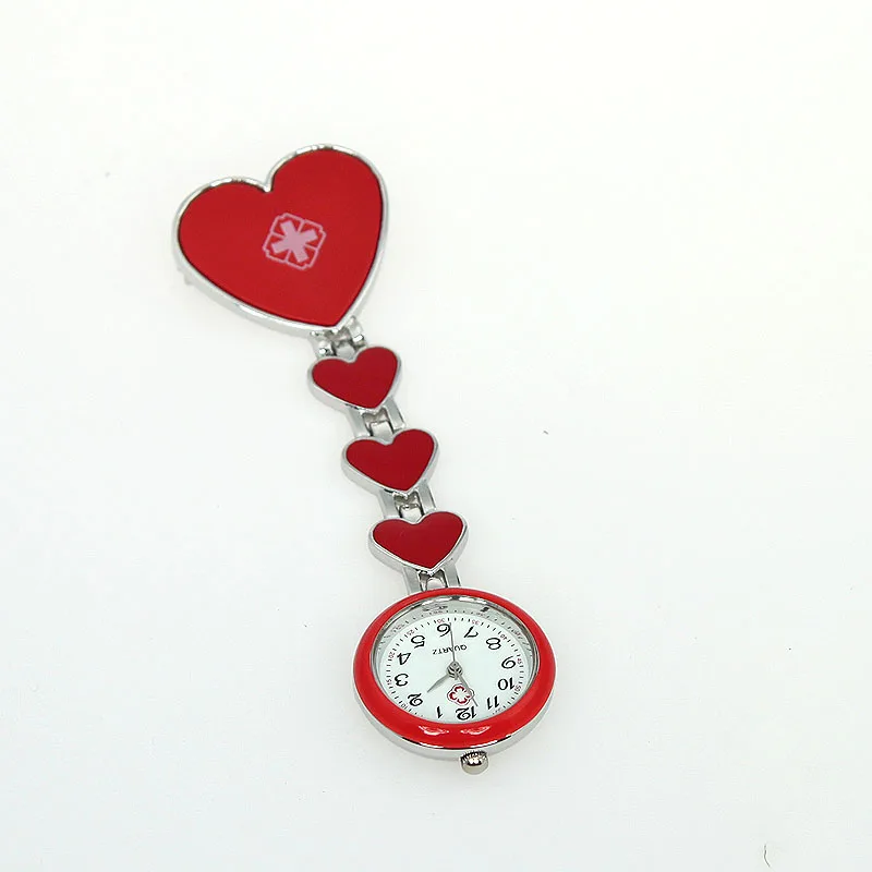 10pcs/Lot Bulk Wholesale Price New Hot Popular Mixed Color Fob Heart Nurse Brooch Pin Pocket Quartz Watch Wholesale 5 Colors