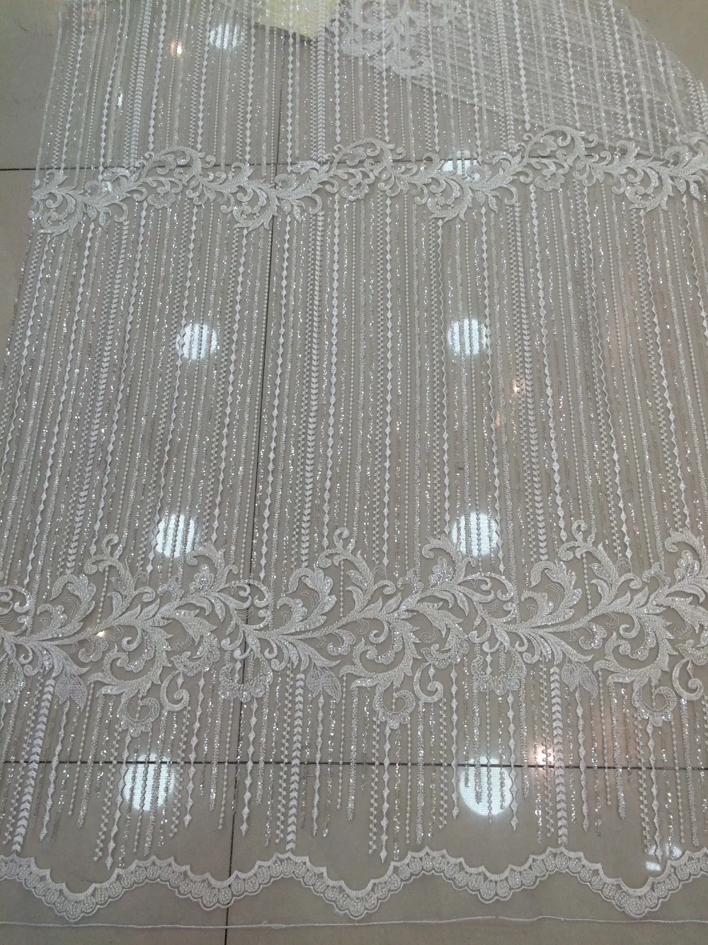 

latest nigerian french mech lace fabric with beads Embroidered High Quality African Lace Fabric S-1191 Lace Fabric