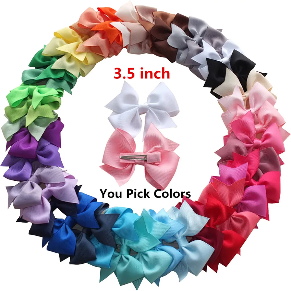 40 Kleuren Beschikbaar 3.5 Inch Haar Boog Clips Kids Baby Meisjes Haarspelden Boutique Haaraccessoires School Hairbow Leuke Hoofddeksels