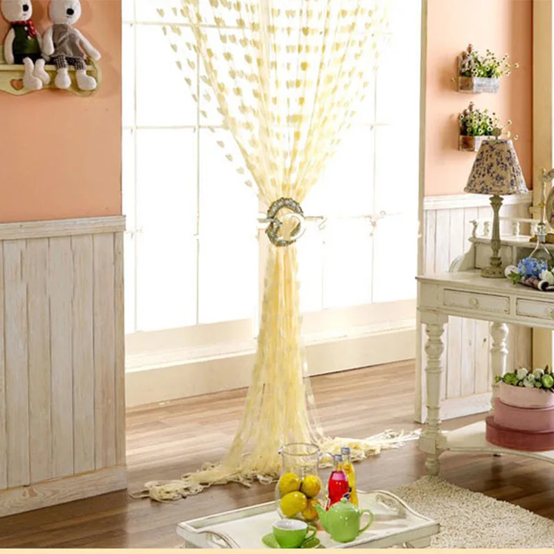 Love heart Line String Curtain Window Shades Door Divider Sheer Separate Curtain Romantic Wedding Decor Curtain Home Decoration