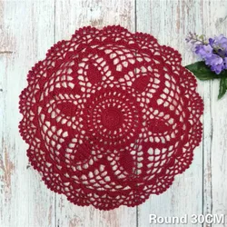 30cm Round Luxury Cotton Crochet Flowers Lace Coaster For Glass Wine Cup Coffee Mug Mat Placemat Pad Wedding Doily Table Kitchen