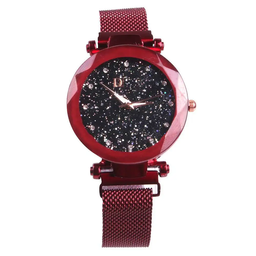 Montre réseau vibrant pour filles, montre paresseuse, fer d'aspiration, mode simple, rouge, nouveau