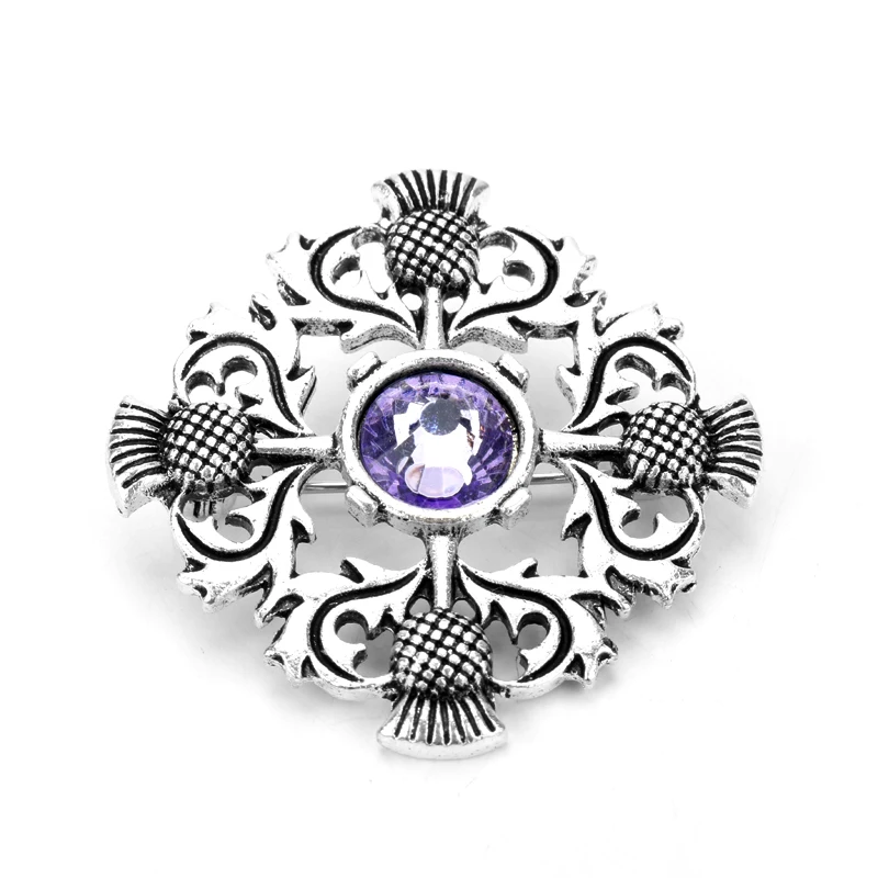 Outlander Jewelry Brooch Scotland National Flower Thistle Scottish Irish Brooch Pin Badge Pins for Women Men Party Gift