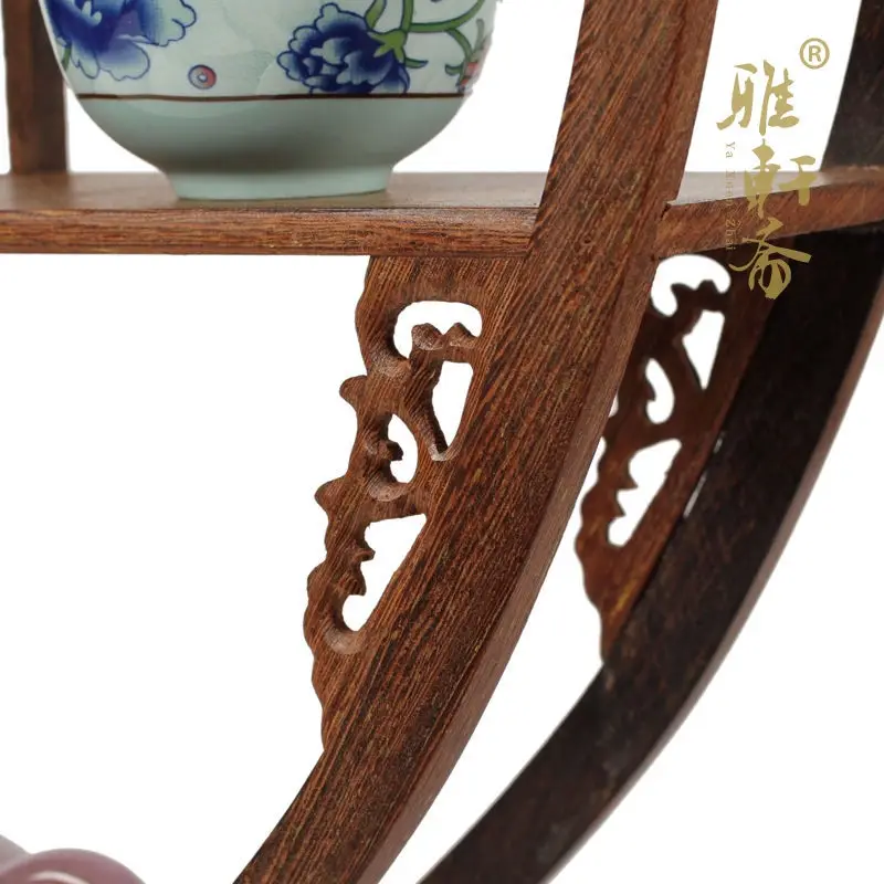 F Zhai rosewood Carving Crafts Gallery wings Home Furnishing jewelry ornaments 60cm circular hollow shelf