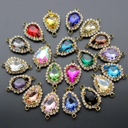 10Pcs Crystal Rhinestone Water Drop Charms Connectors for Necklace Earrings Pendants Findings DIY Jewelry Making Accessories
