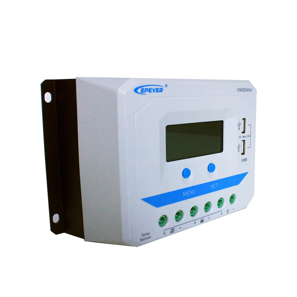 Imagem -06 - Epever 45a Controlador Solar 12v 24v Auto Vs4524au Pwm Controlador de Carga com Construído em Display Lcd e Duplo Usb 5v Porto