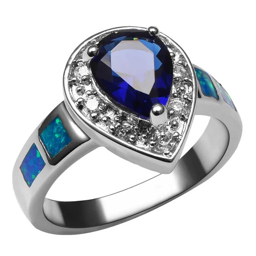 

Blue Fire Opal With Blue Crystal Zircon 925 Sterling Silver Ring Beautiful Jewelry Size 6 7 8 9 10 R1407