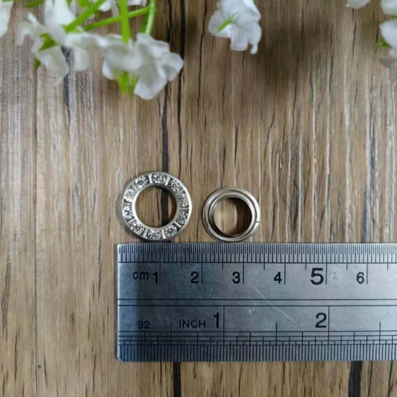Hotsale 200sets/pack Mix Colors 17mm Rhinestone Eyelets Grommets For Curtain Brass Colorful Crystal Diamond Eyelets LSRE001-1