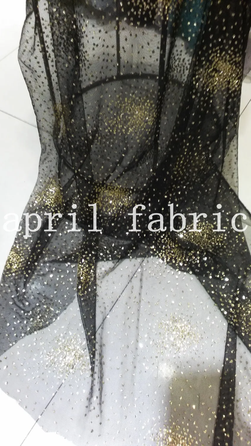 

5 yards 145cm width black sexy star golden sequin glitter lace shining hand print for party/sawing/wedding /veil,send by dhl