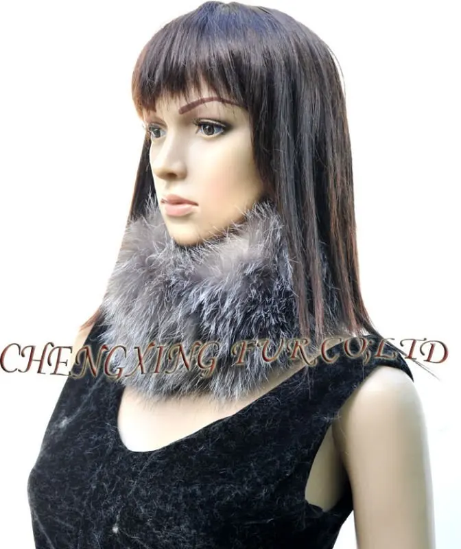 CX-E-15 Genuine Silver Fox Fur Stretch Snood Scarf / Headband ~ DROP SHIPPING