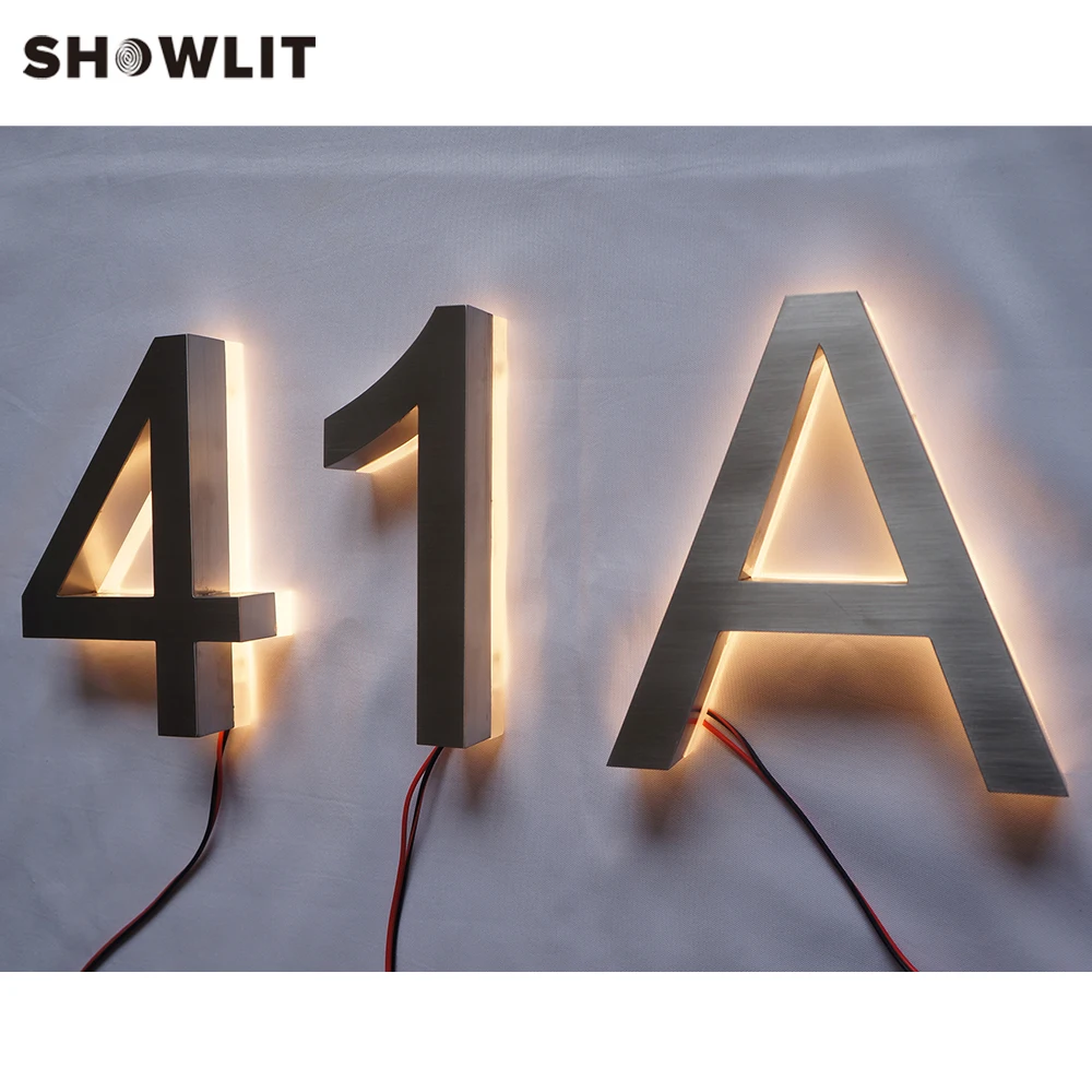 Decorative Home Lighitng Numbers LED Back Lit Steel Modern House Numbers Manufacturer