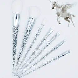 7PC Sliver Diamond Unicorn Crystal Makeup Brushes Set Foundation Blending Powder Eye Face Brush Makeup Tool Kit pincel maquiagem