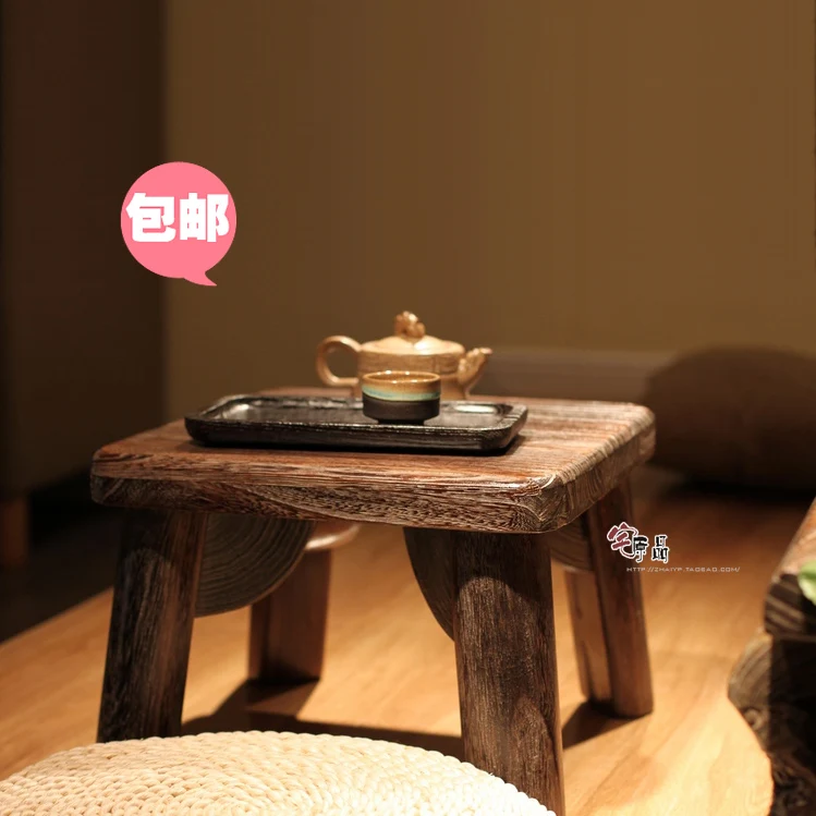 Japanese-style wood burning Paulownia kang kang table tatami coffee table a few windows and a small coffee table square table -