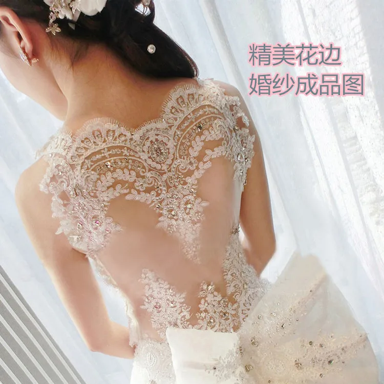 3 Yards/Lot 14 Farben Auto Knochen Stickerei Stoff Pailletten Spitze Trim Für Handgemachte DIY Kleidung Hochzeit Kleid Schleier 24CM Zubehör – Detail 1
