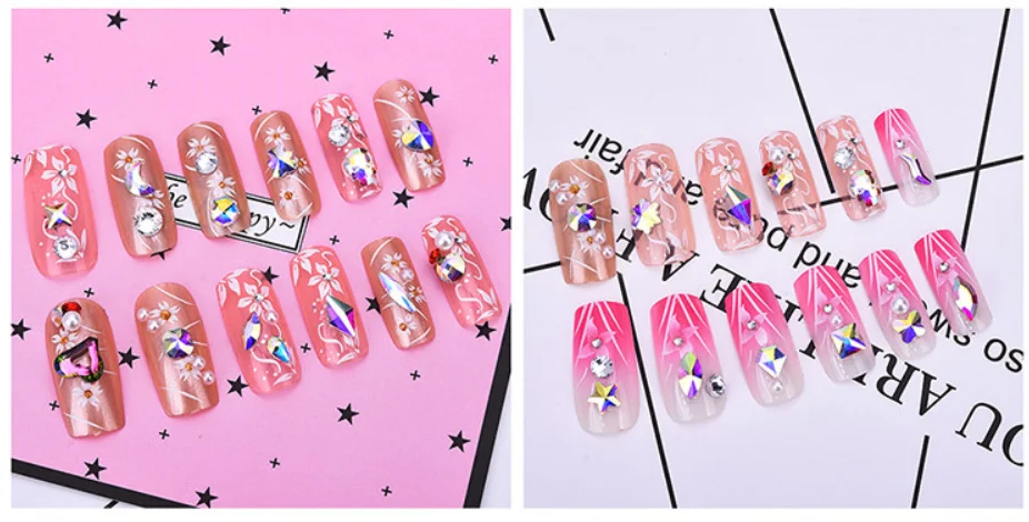 Verschiedene Formen Mix 100 Stück/Beutel 26 Farben Flache Glas-Kristall-Strassperlen zum Aufkleben für Nagelkunst Handgemachtes Basteln DIY-Dekoration – Detail 4