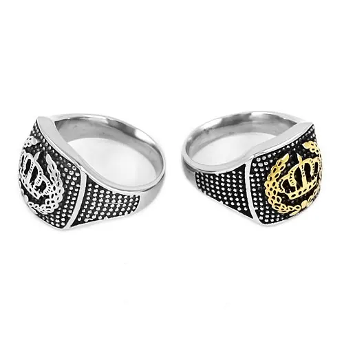 Gold Silver Color King Crown Ring 316L Stainless Steel Jewelry Classic Royal Crown Biker Ring For Men Punk Wholesale SWR0664