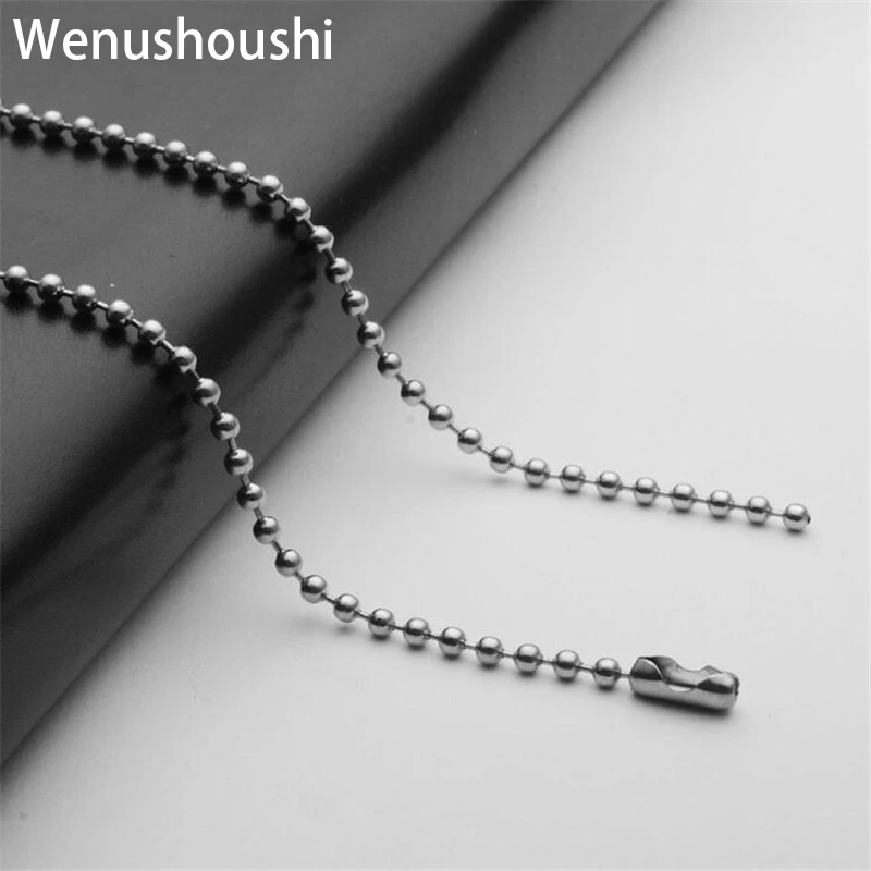 2.4mm Thickness 50/60/70cm Stainless Steel Beads Chains Necklaces For Women Jewelry Gifts wufj060