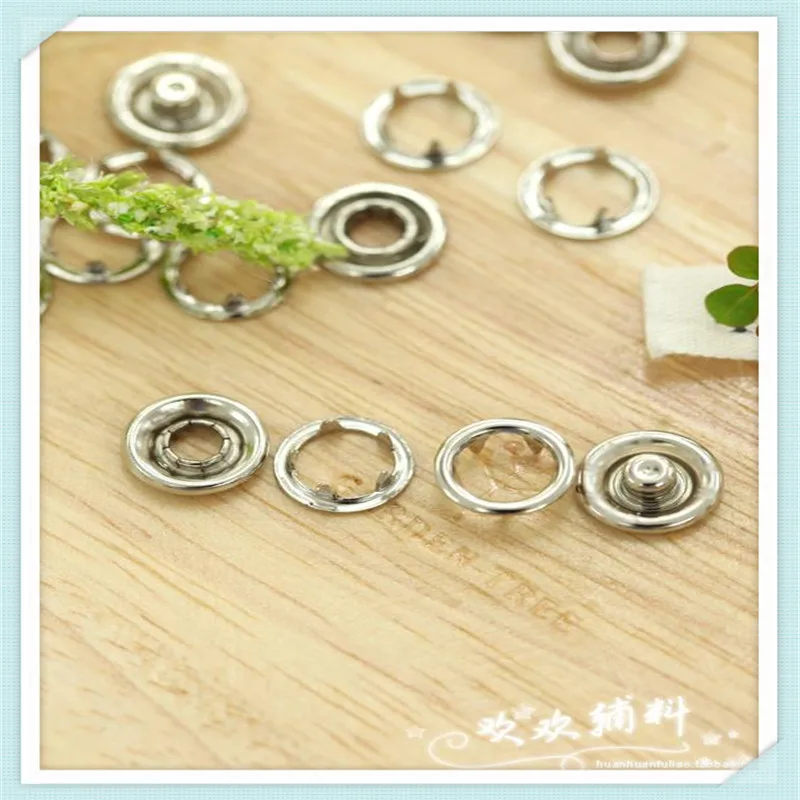 1000 X 4 Part SILVER COLOR PRESS STUDS SNAP POPPER 9.5mm Prong Snap Fastener Studs sewing Buttons for Baby Garments Accessories