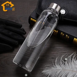 Glass Water Bottle with protective bag Travel Drinkware Portable Bottle Transparent Bottle for Water Tea Glass Sport Bottle