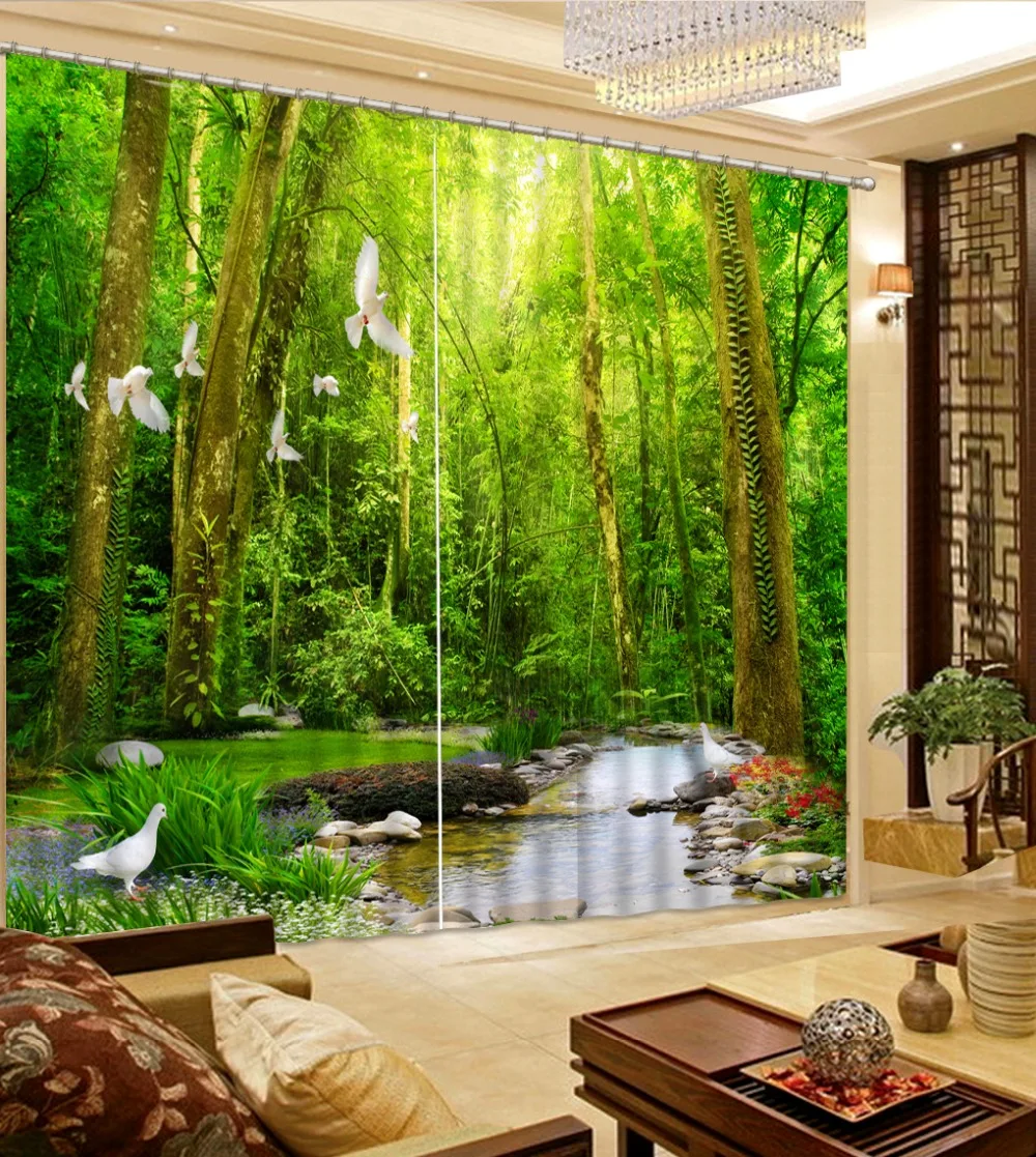 

3D Curtains Bedroom Dove Forest 3d Stereoscopic Curtains European style modern livingroom japanese style curtains