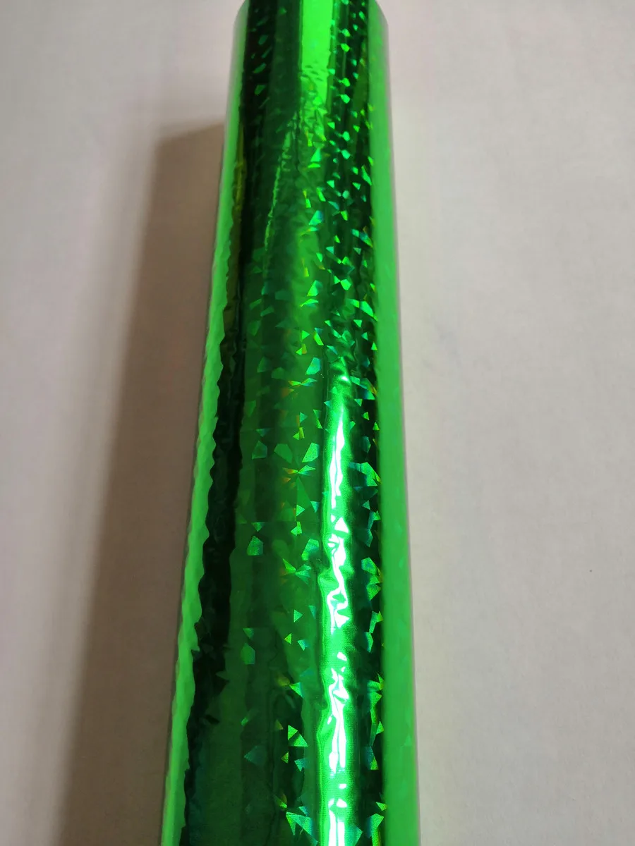 Holographic foil green color broken glasses pattern  E04  hot stamping on paper or plastic transfer film21cm x 120m