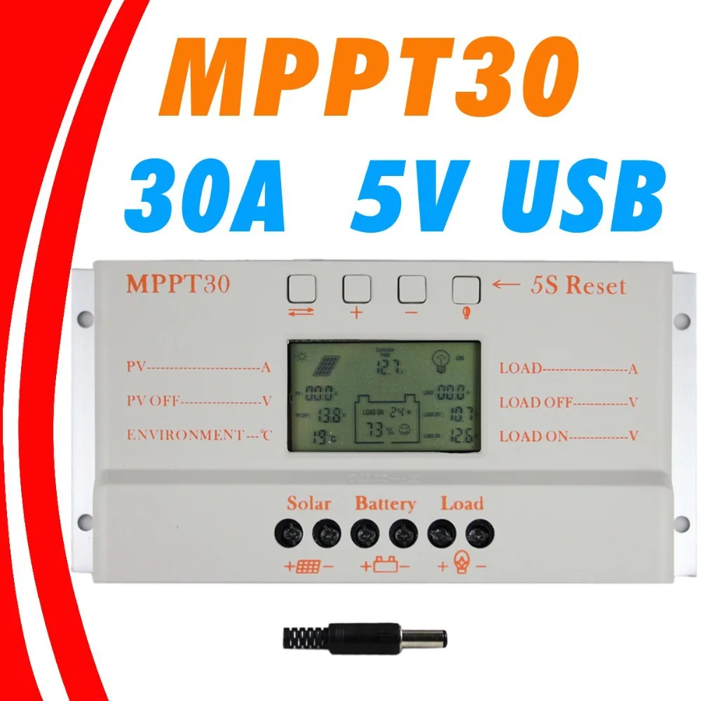 PowMr MPPT 30A Solar Charge Controller 12V 24V Auto Switch 30A Solar Panel Controller Display Load Light and Timer Controller