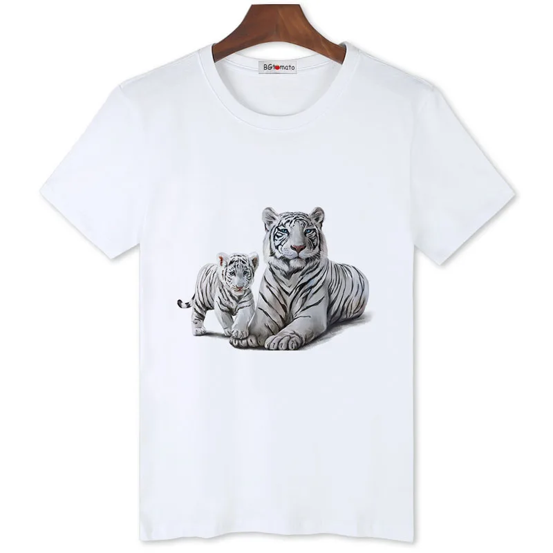 BGtomato White tiger T-shirt Mens good quality casual tops tees new design printing shirts good quality comfortable tees