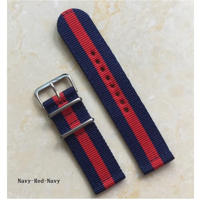 10pcs Wholesale 18 20 22 24mm Cambo Stripe fabric Nylon watchband Watch Strap Bands Buckle Stainless steel buckle