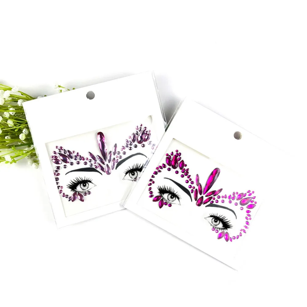 Carnival Party Tattoo Sticker Super Shiny Forehead Sticker DIY Face Decoration Face Gems Rhinestone Temporary Tattoo Sticker 1PC image 5