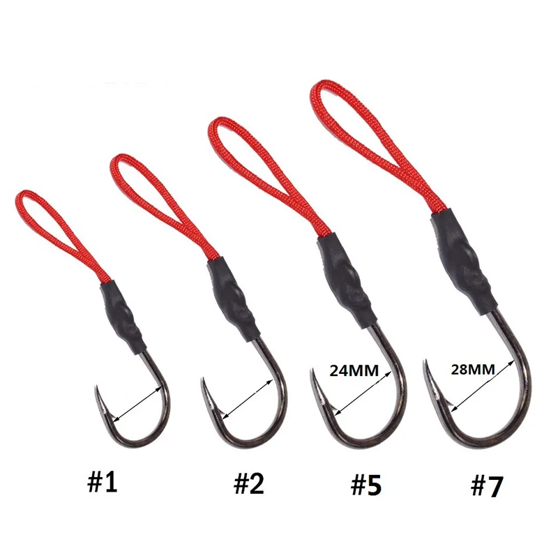 10pcs/lot1/0-8/0 high carbon Stainless Steel Jigging Fishing Hook With PE Line Saltwater Jig Assist Fishhook