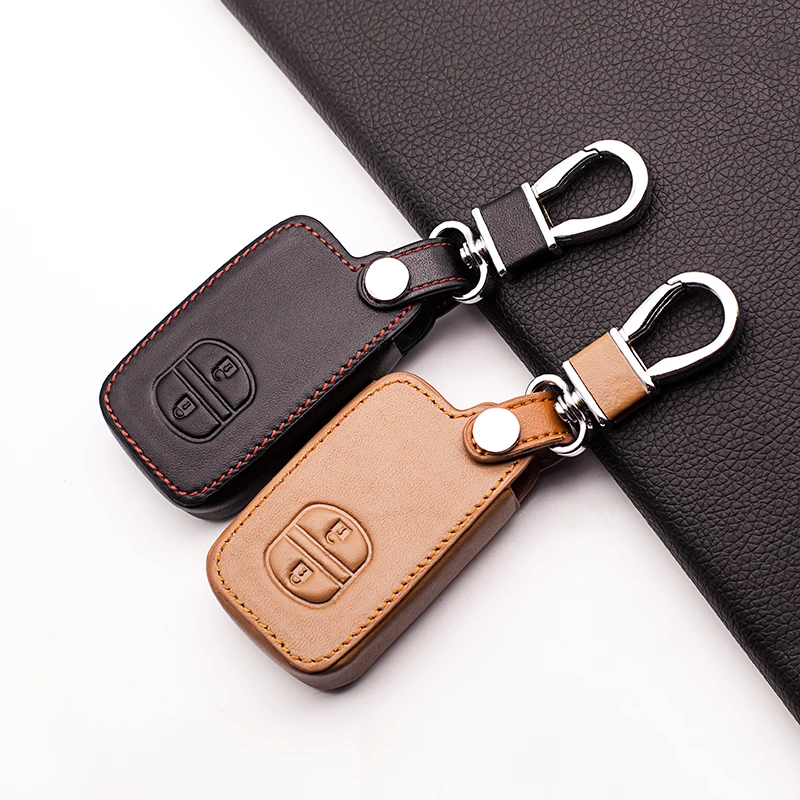 Genuine Leather car Key Cover For Toyota Camry Highlander Crown Prado Land Cruiser Vitz Prius Intelligent Key Case Protector Bag