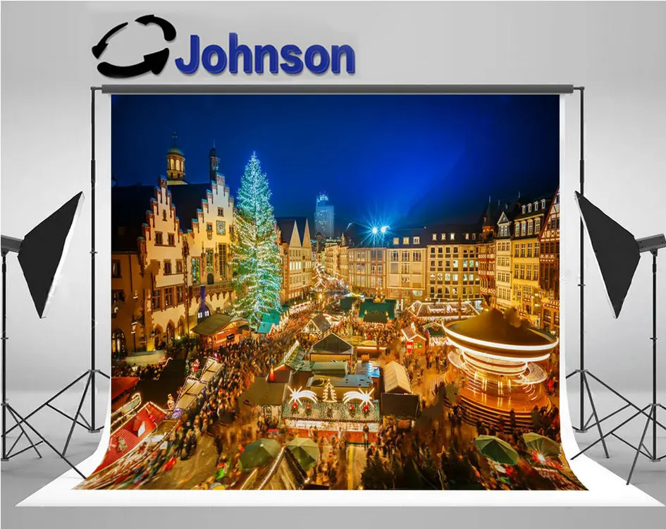 german christmas Traditional Market Historic Center  Frankfurt city backdrop  Computer print party background