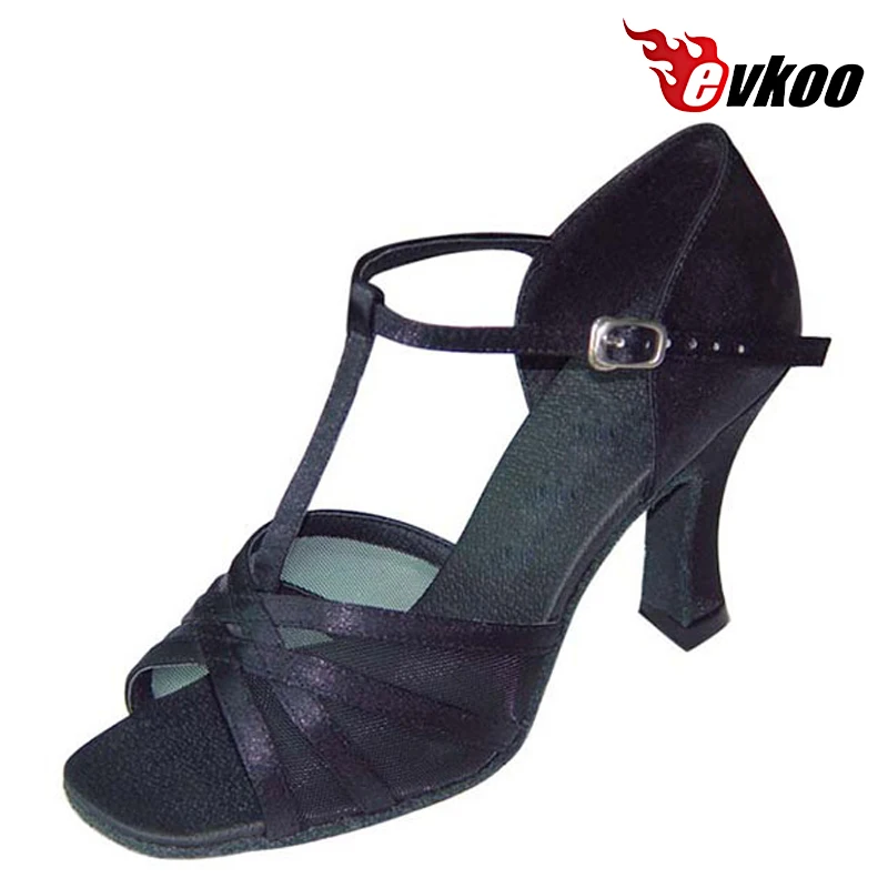 

Evkoodance T-strap Latin Tango Salsa Dance Shoes Ladies 7cm Heel Height Black Tan Khaki Dance Shoes Evkoo-136 customized shoes