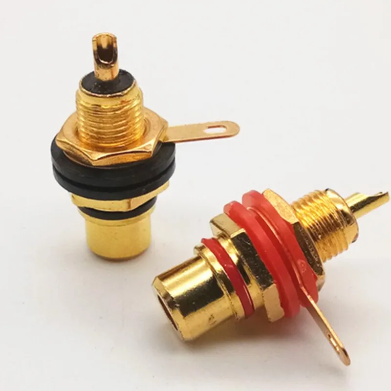 

Gold Plated RCA Female Panel Mount Plug Jack Audio Socket Amplifier Chassis Phono Connector with Nut Solder Cup