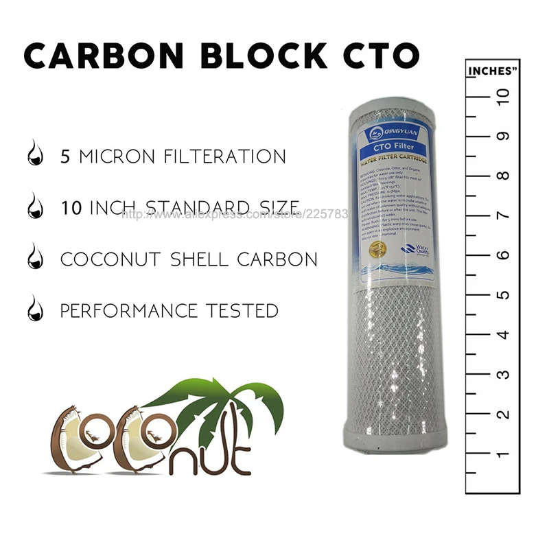 

10 Inch Water Purifier Carbon Block CTO Water Filter ACTIVATED CARBON 5 MICRONTASTE/ODOR CARBON WATER FILTER FOR REVERSE OSMOSIS