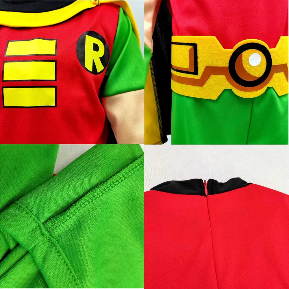 Young Justice Tiener Tim Drake Robin 3-10years Kids 4Pcs/1Set Damian Kostuum Halloween Uniform Custom