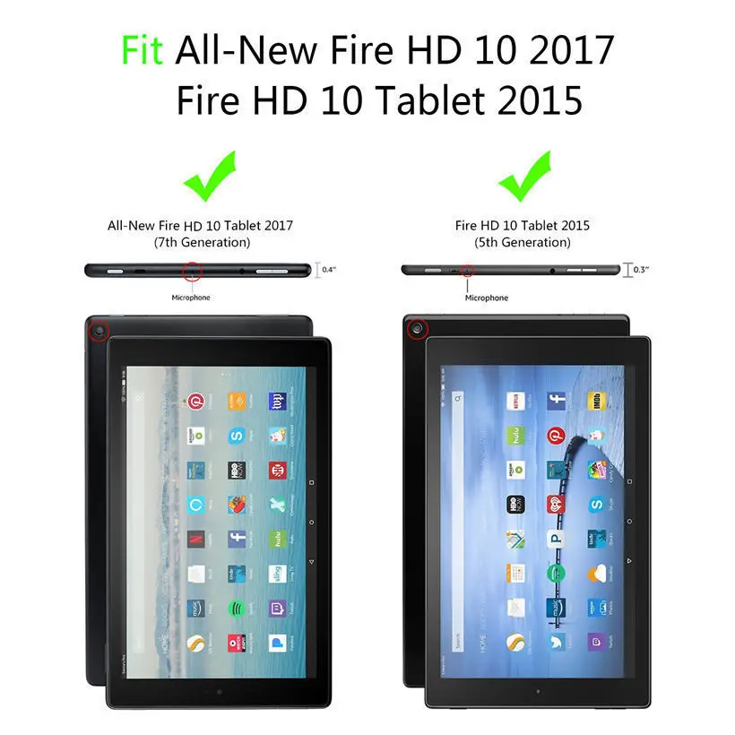 Case For Amazon Kindle Fire HD10 HD 10 2017 2015 7th 5th Generation Tablet with Alexa 10.1