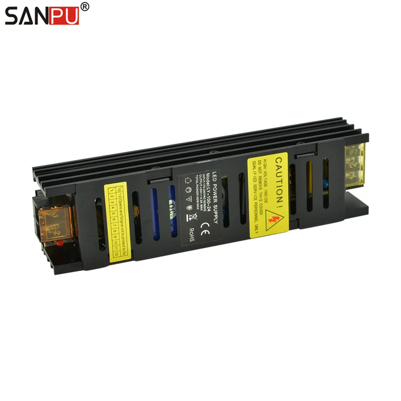 SANPU LED Driver 24V 100W 4A 220 V AC-DC 24 V Transformer Converter 24VDC Switching Mode Power Supply 24Volt Black Aluminum Case