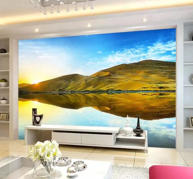 

3D Wallpaper Custom Any Size Mural Wallpaper Desert oasis golden sunshine sunrise gold sand 3d tv background wall